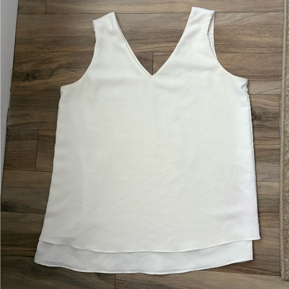 Elegant Ann Taylor White Sleeveless Top/Tank Top